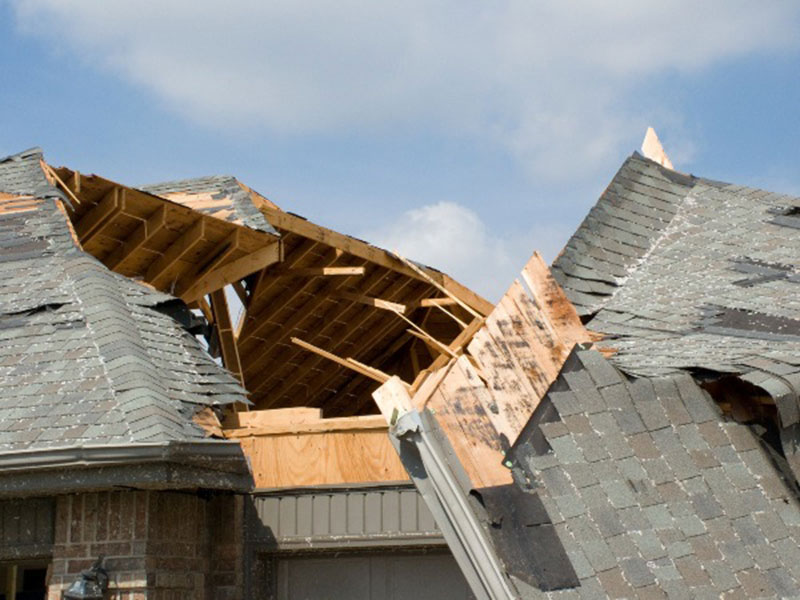 A damage roof